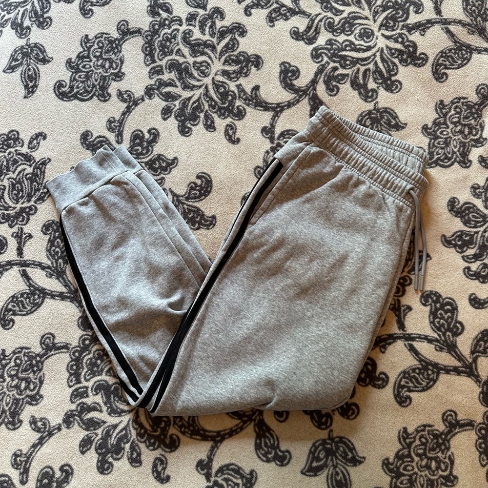 adidas Gray Sweatpants with Black Stripes